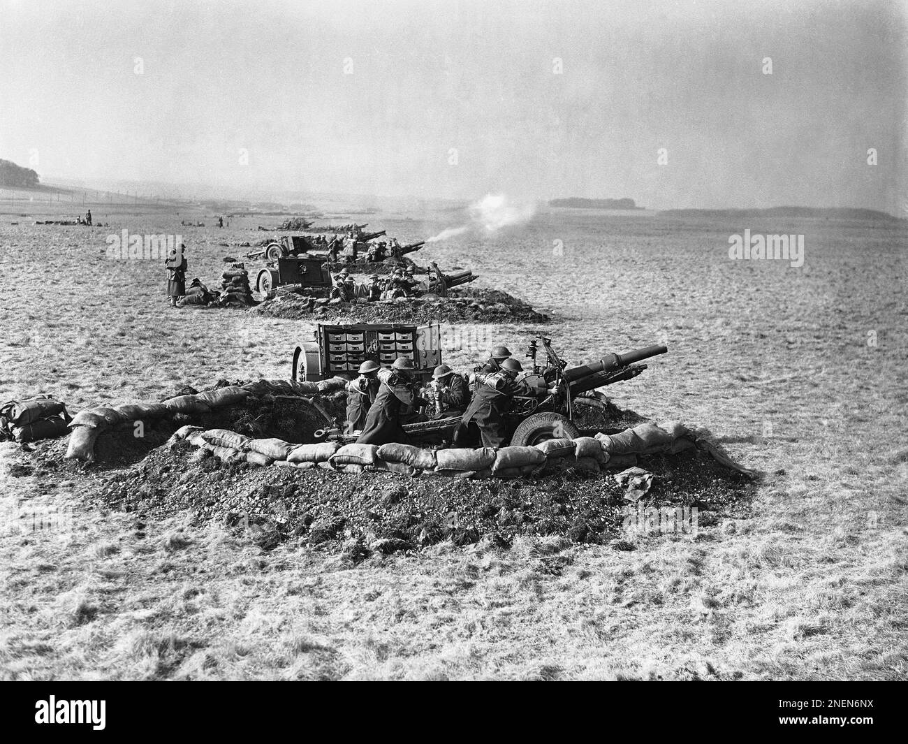 Field Guns in action in preparation to defend against possible invasion