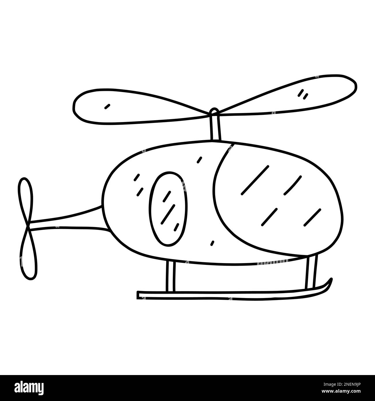 Helicopter icon in hand drawn doodle style. Cartoon helicopter vector icon for web design isolated on white background Stock Vector