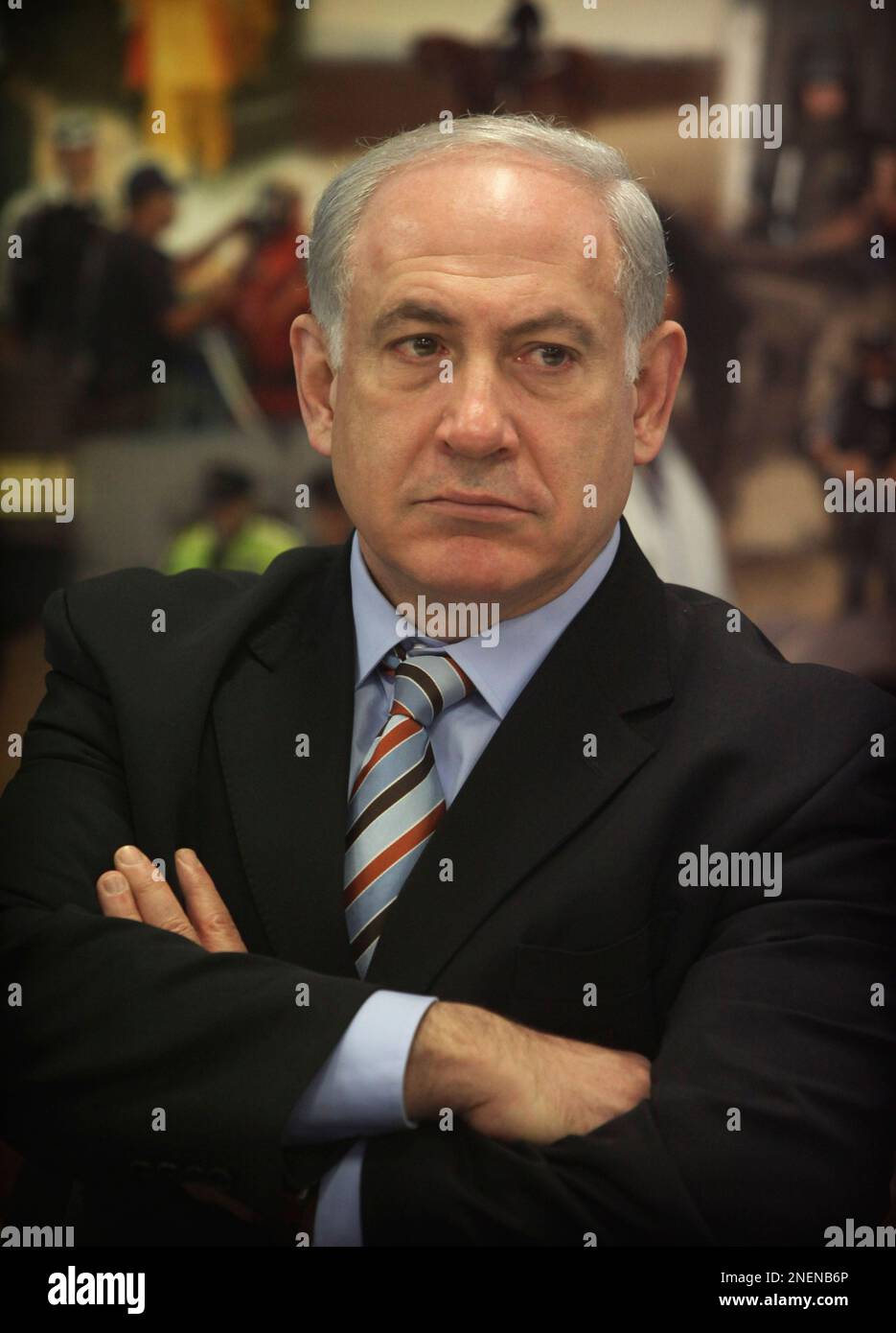 Israel's Prime Minister Benjamin Netanyahu looks on during a visit to ...