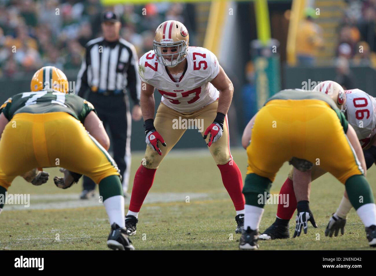 Sep 02, 2010 - San Francisco, California, U.S. - San Francisco 49ers  linebacker MATT WILHELM #57 sacks San Diego Chargers quarterback BILLY  VOLEK #7 at the San Francisco 49ers vs San Diego