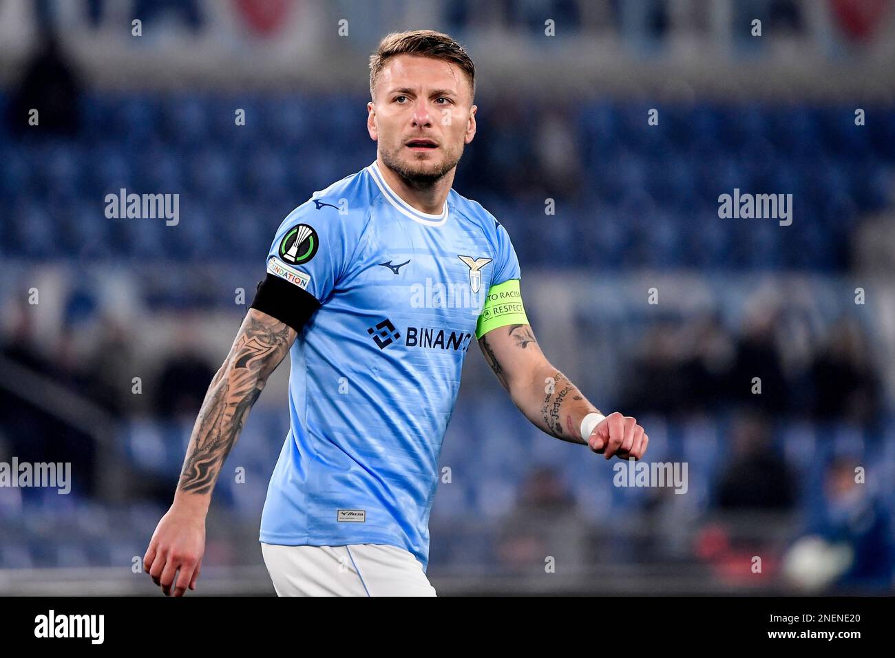 Roma, Italy. 16th Feb, 2023. Ciro Immobile of SS Lazio during the Conference League football match between SS Lazio and CFR Cluj at Olimpico stadium in Roma (Italy), February 16th 2023. Photo Andrea Staccioli/Insidefoto Credit: Insidefoto di andrea staccioli/Alamy Live News Stock Photo