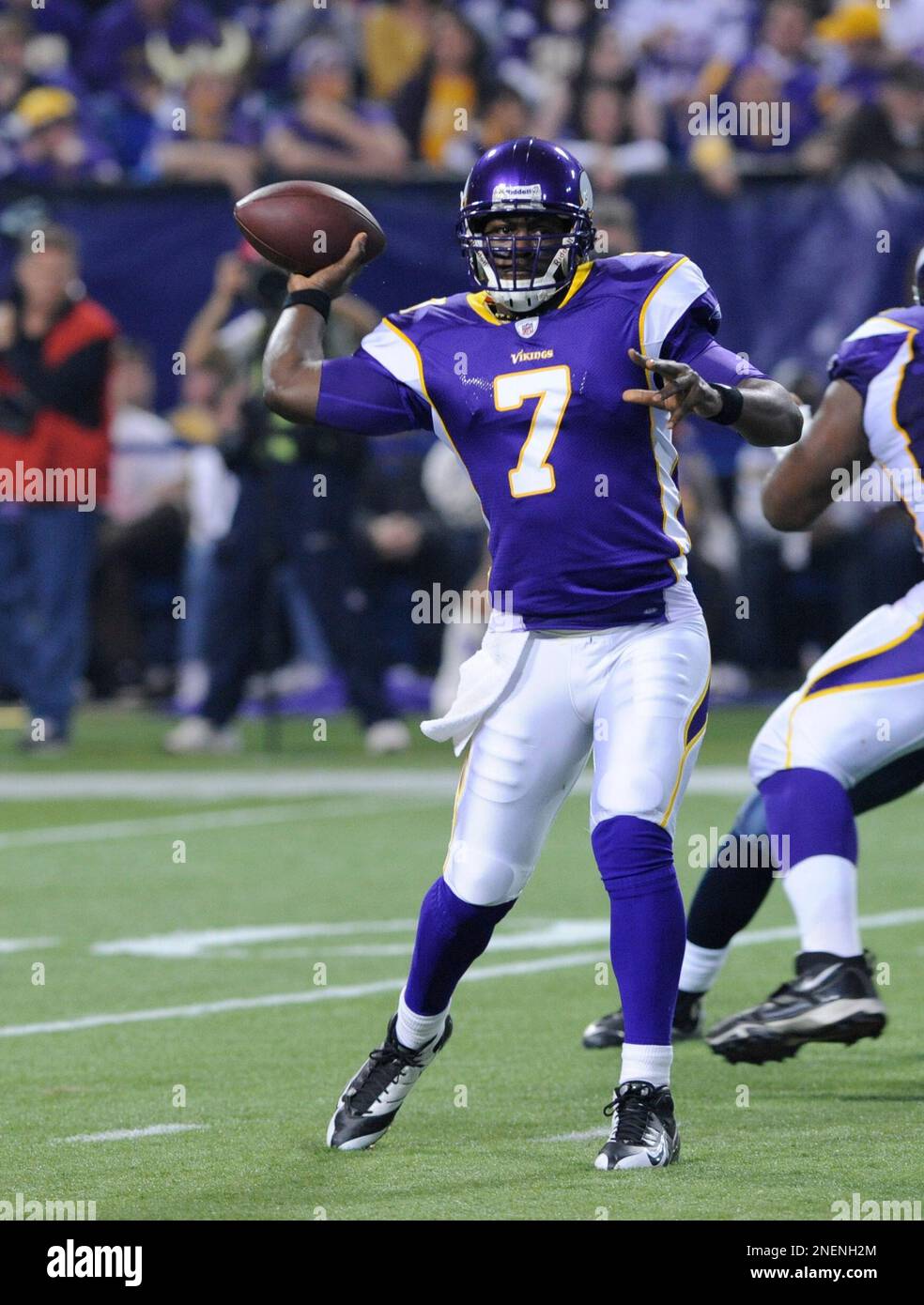 Minnesota Vikings backup quarterback Tarvaris Jackson in an NFL football game against the
