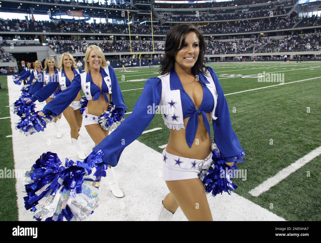 Dallas Cowboys cheerleader at an an NFL football game in Arlington