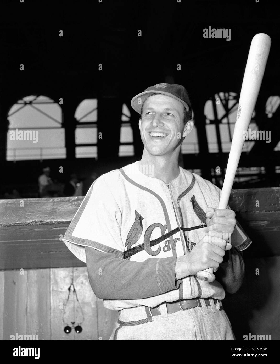 Stan Musial of the St. Louis Cardinals is shown at Ebbets Field, in the