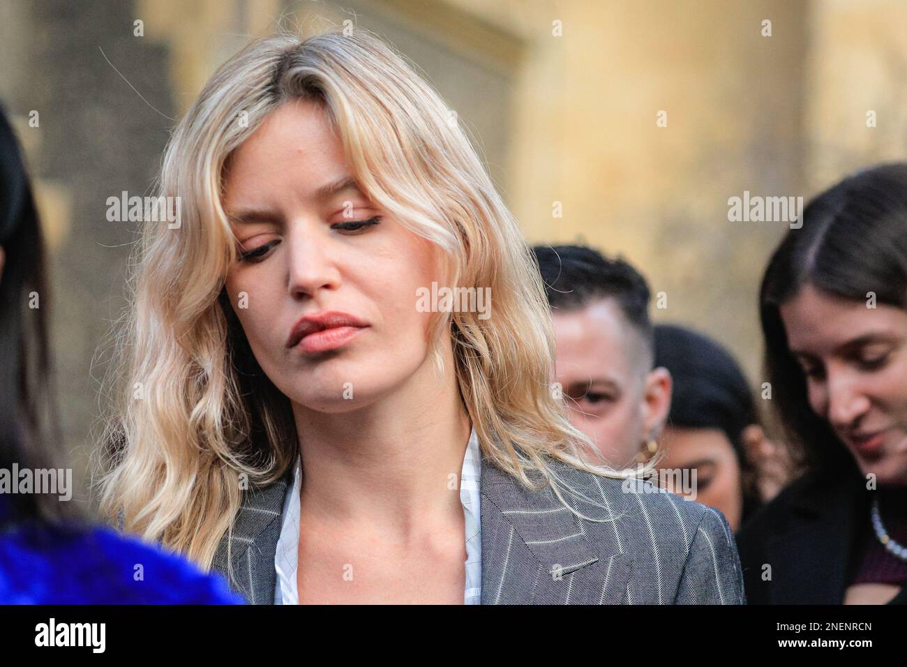 London, UK, 16th Feb 2023. Georgia May Jagger . Mourners, friends and family attend the memorial service for attend memorial service for the late British fashion designer Vivienne Westwood who championed punk and new wave in the UK and worked with some of the biggest designers, celebrities and supermodels. Stock Photo