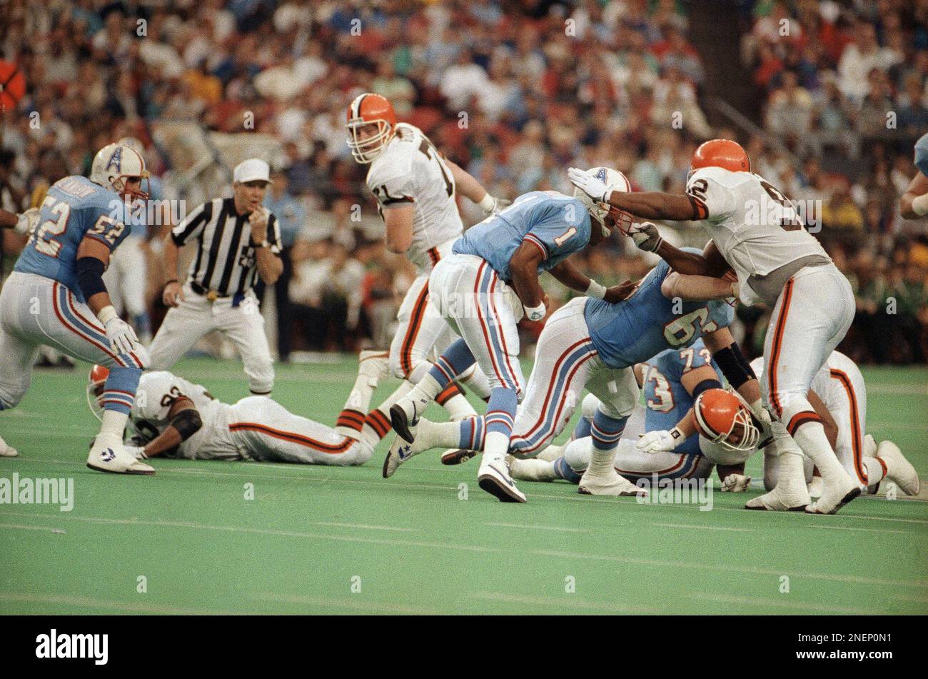 Cleveland Browns Michael Dean Perry (92) grabs the face mask of