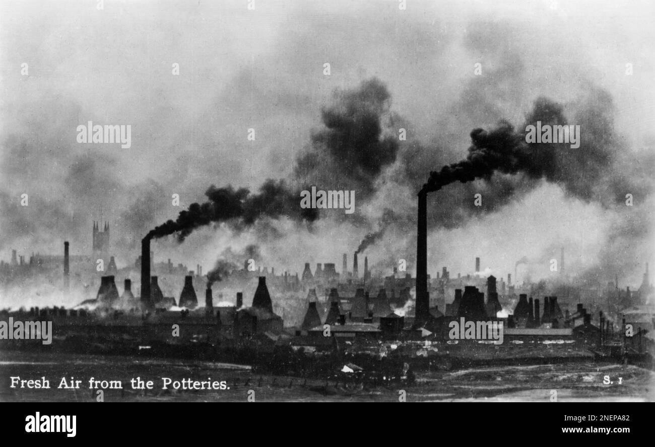 Belching pollution from factory Black and White Stock Photos & Images