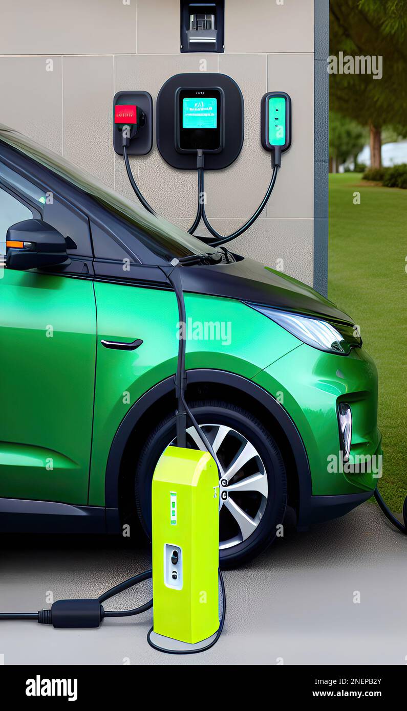 EV charging station for electric car in concept of green energy and eco ...