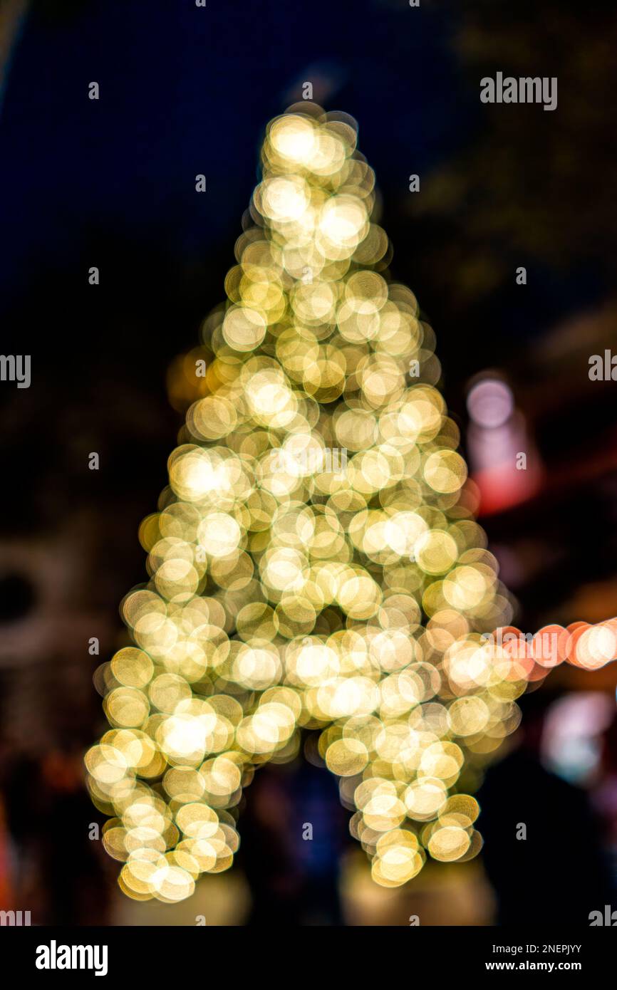 Defocused bokeh lights in Naples. Florida downtown evening night