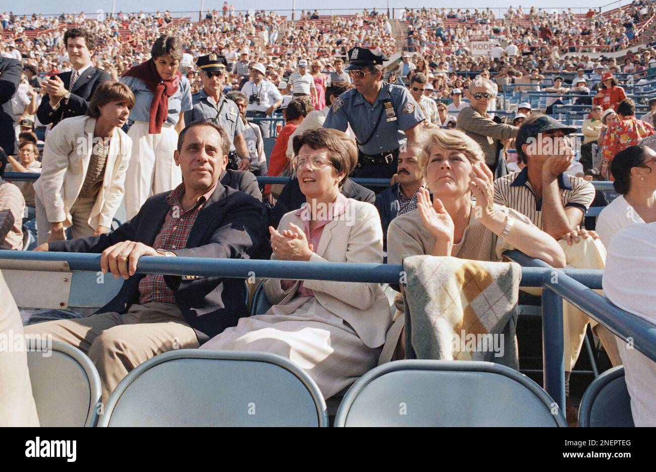Geraldine Ferraro with husband John Zaccaro and Billie Jean King at the
