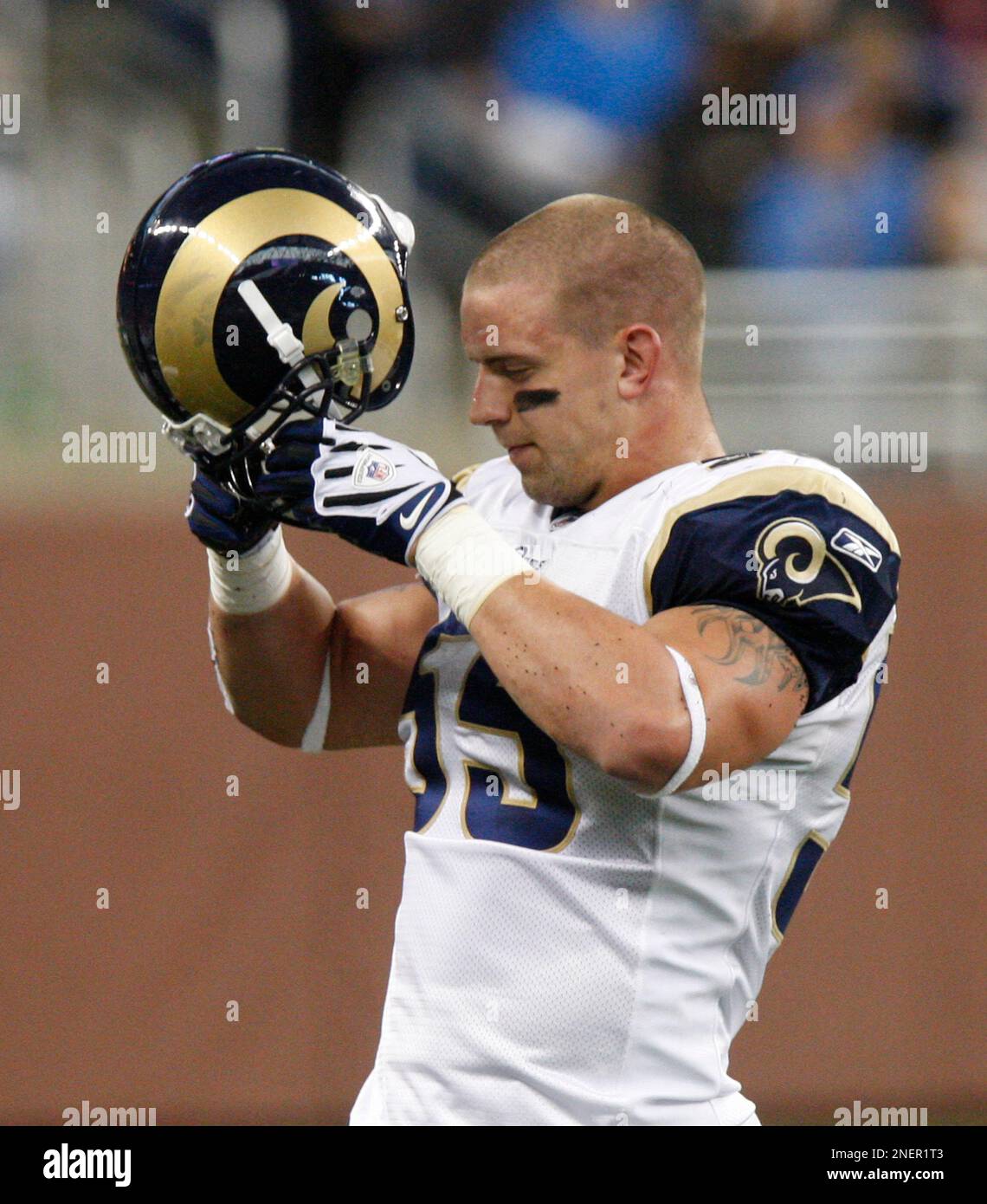 St. Louis Rams linebacker James Laurinaitis 55 is seen during an NFL football game against the Detroit Lions at Ford Field in Detroit Sunday Nov. 1 2009. AP Photo Carlos Osorio Stock Photo Alamy