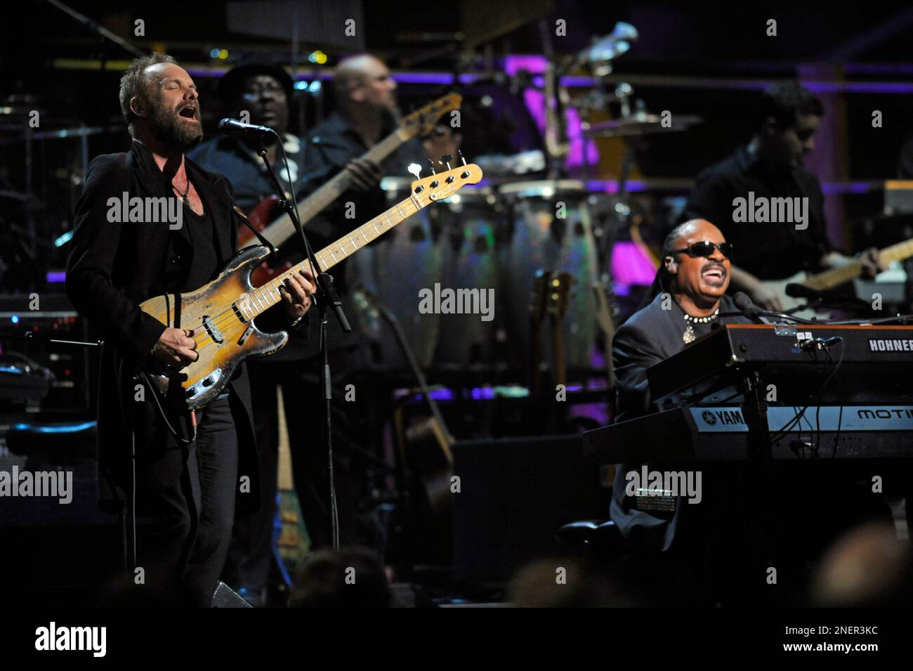 Stevie Wonder, right, and Sting perform at the 25th Anniversary Rock & Roll  Hall of Fame concert at Madison Square Garden,Thursday, Oct. 29, 2009 in  New York. (AP Photo/Henny Ray Abrams Stock