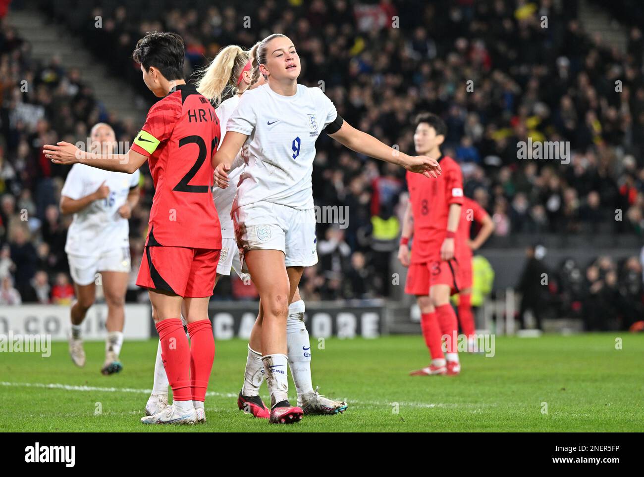 Alessia Russo of England pictured celebrating after scoring a goal