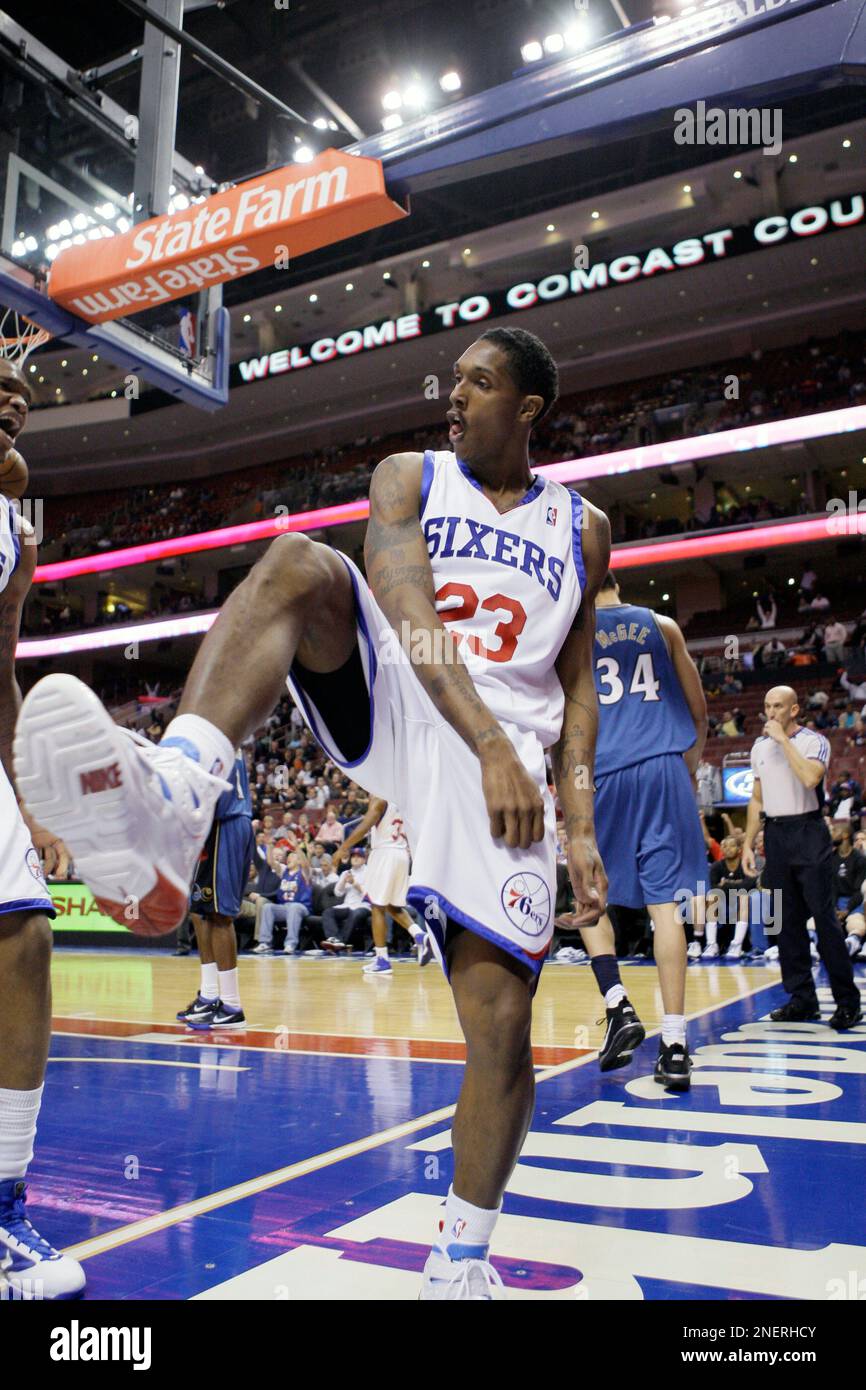 Louis Williams of the Philadelphia 76ers reacts during a game