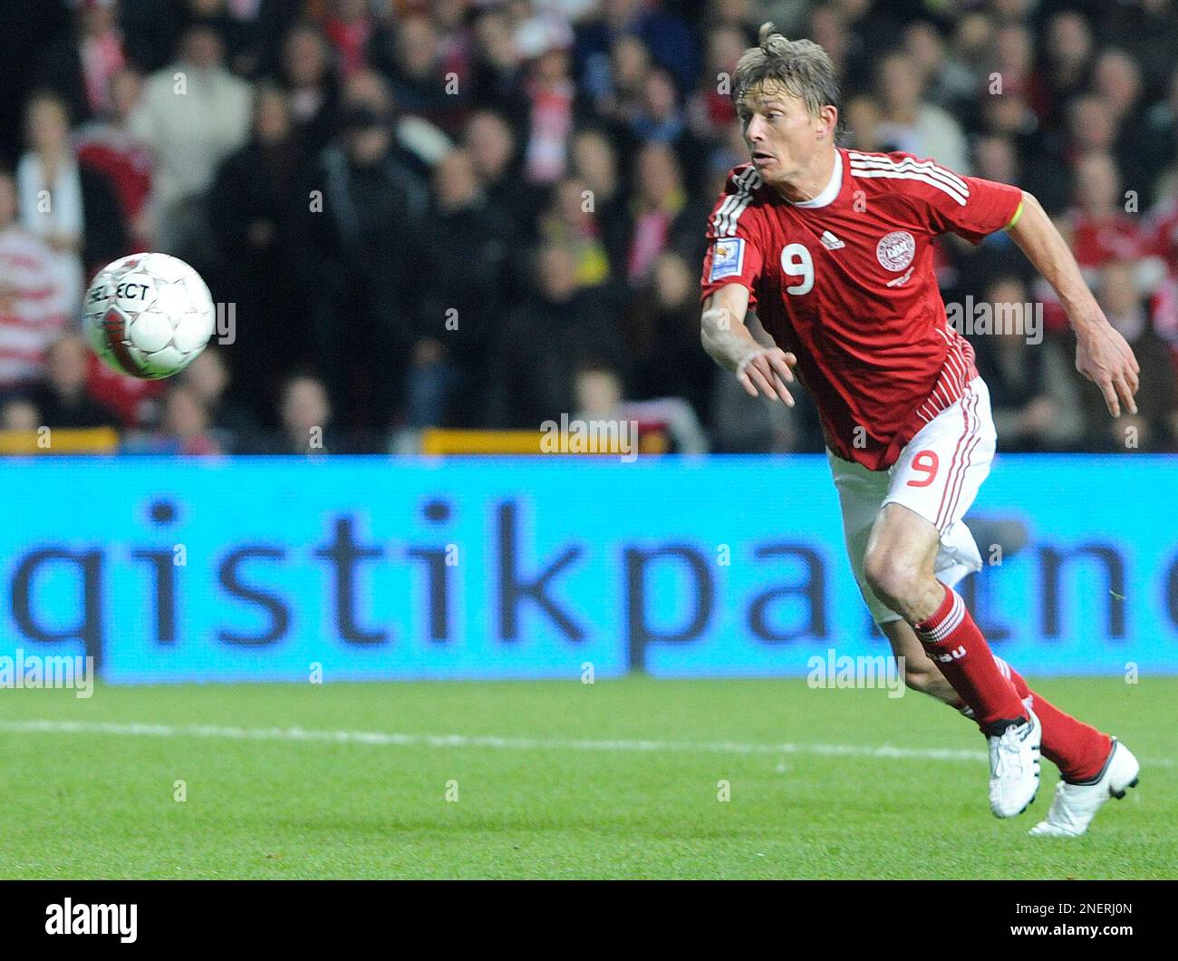 Maillot De Football Danemark Domicile 2010-2012 Adidas - Tomasson #9 - Taille M - Authentique Match Porté ?
