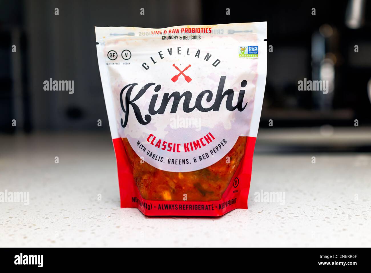 Naples, USA January 23, 2022 Packaged kimchi product with classic