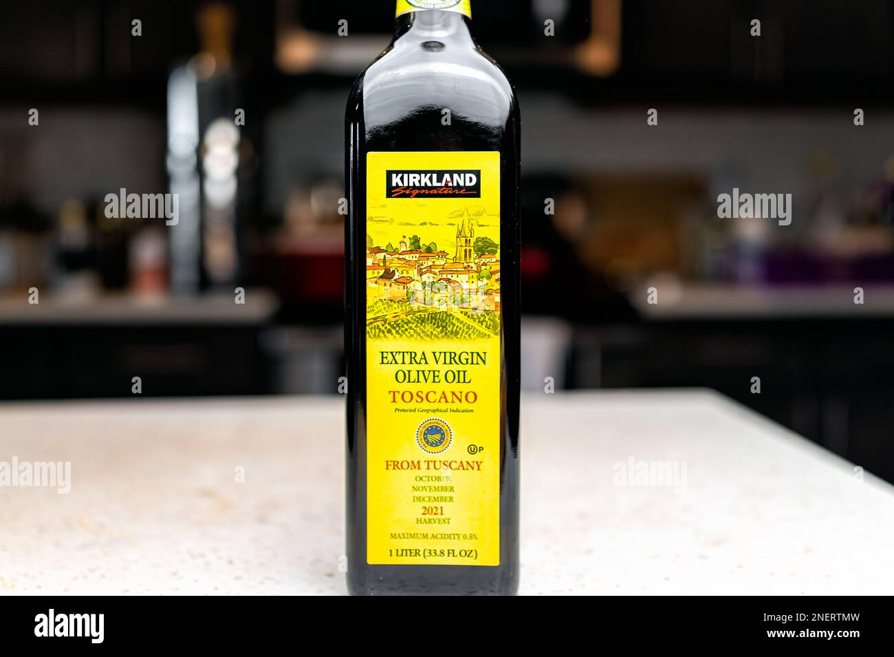 Naples, USA February 26, 2022 Olive oil extra virgin coldpressed