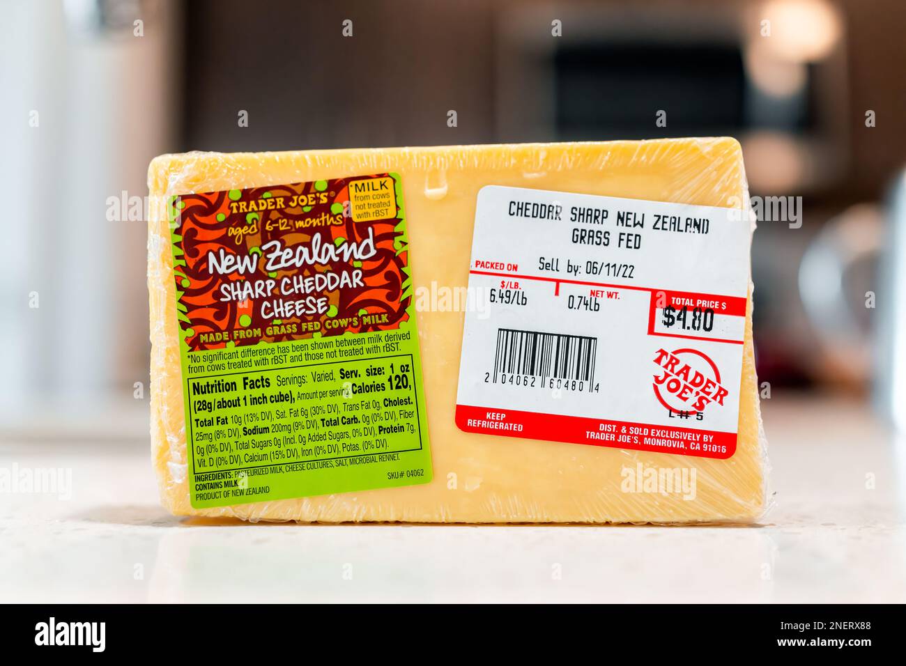 Naples, USA May 24, 2022 New Zealand sharp cheddar cheese aged grass