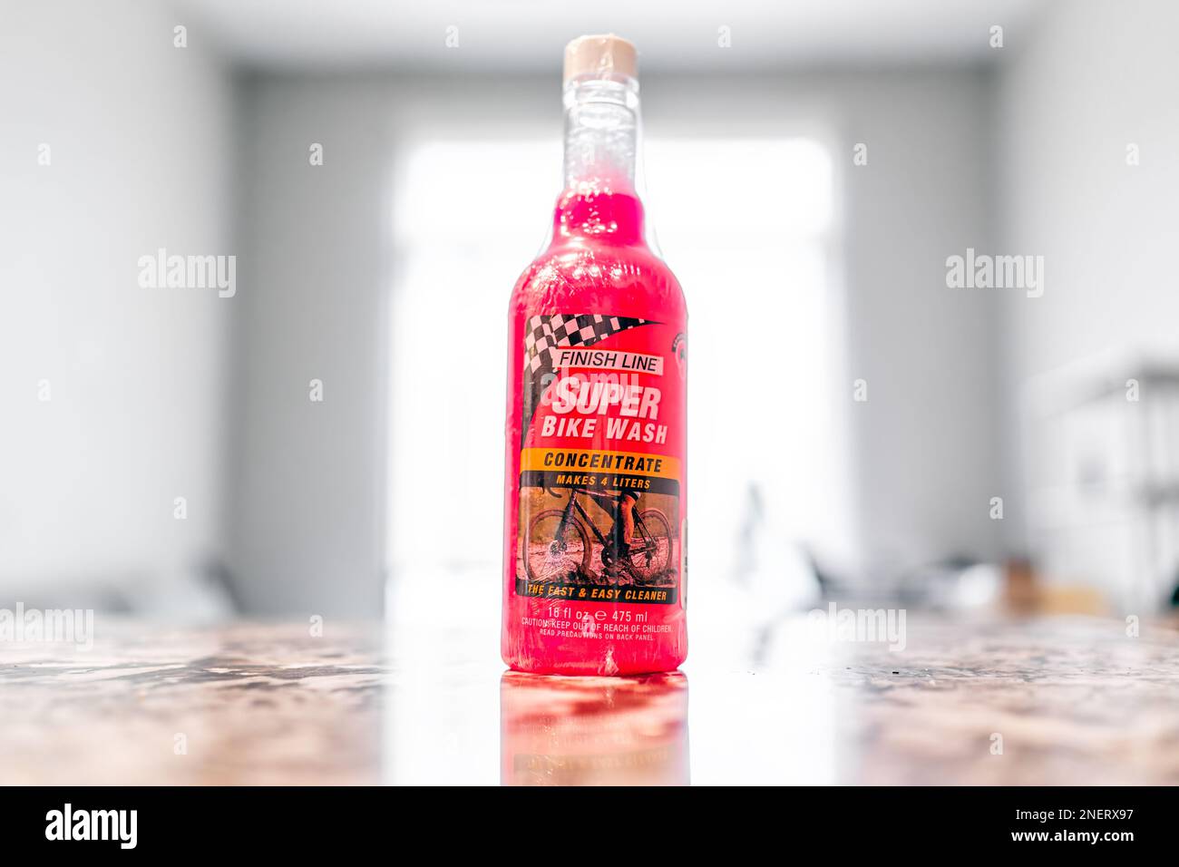 Avon, USA June 17, 2022 Closeup of pink bottle of Finish Line super