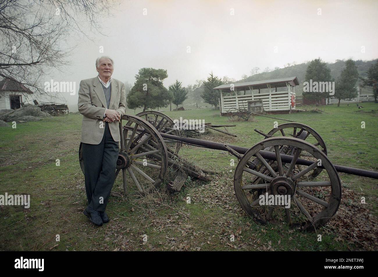 Jack Palance stands on his ranch on Monday, Jan. 27, 1997 in Tehachapi