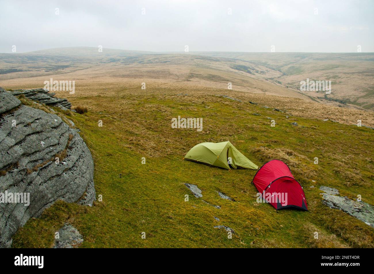 Wild camping Dartmoor National Park Stock Photo