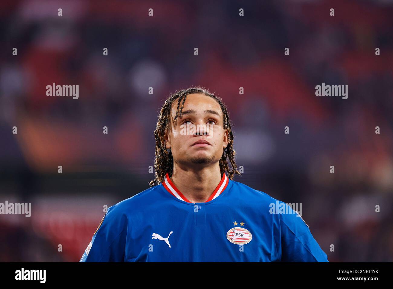 Seville, Spain. 16th Feb, 2023. Xavi Simons (7) of PSV Eindhoven seen after the UEFA Europa League match between Sevilla FC and PSV Eindhoven at Estadio Ramon Sanchez Pizjuan in Seville. (Photo Credit: Gonzales Photo/Alamy Live News Stock Photo