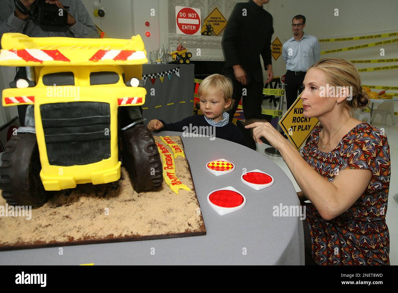 Kelly Rutherford and son Hermes attend a Rocky the Robot Truck themed ...