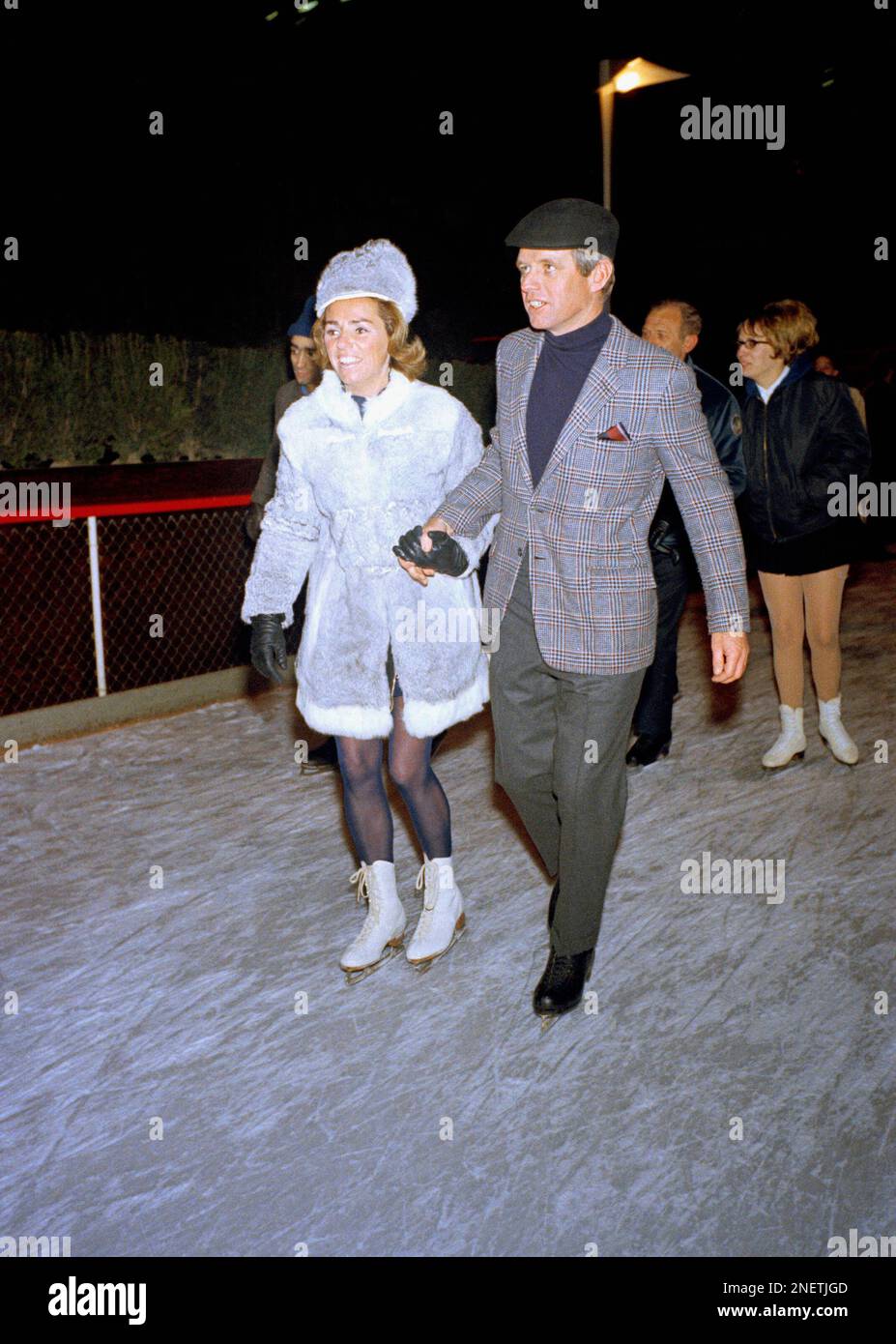 Sen. Robert F. Kennedy (DNY) and his wife, Ethel, ice skate at the