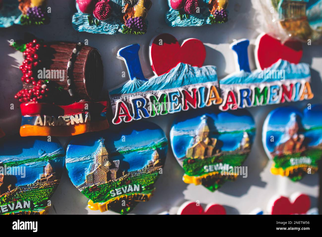 View of traditional tourist souvenirs, presents and gifts from Armenia ...