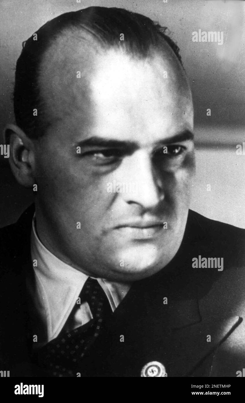 Reich Minister Dr. Hans Frank, who has been appointed to be Governor General of the regions of Poland occupied by the German Army, in Berlin ,Germany on Oct. 25, 1939. (AP Photo) Stock Photo
