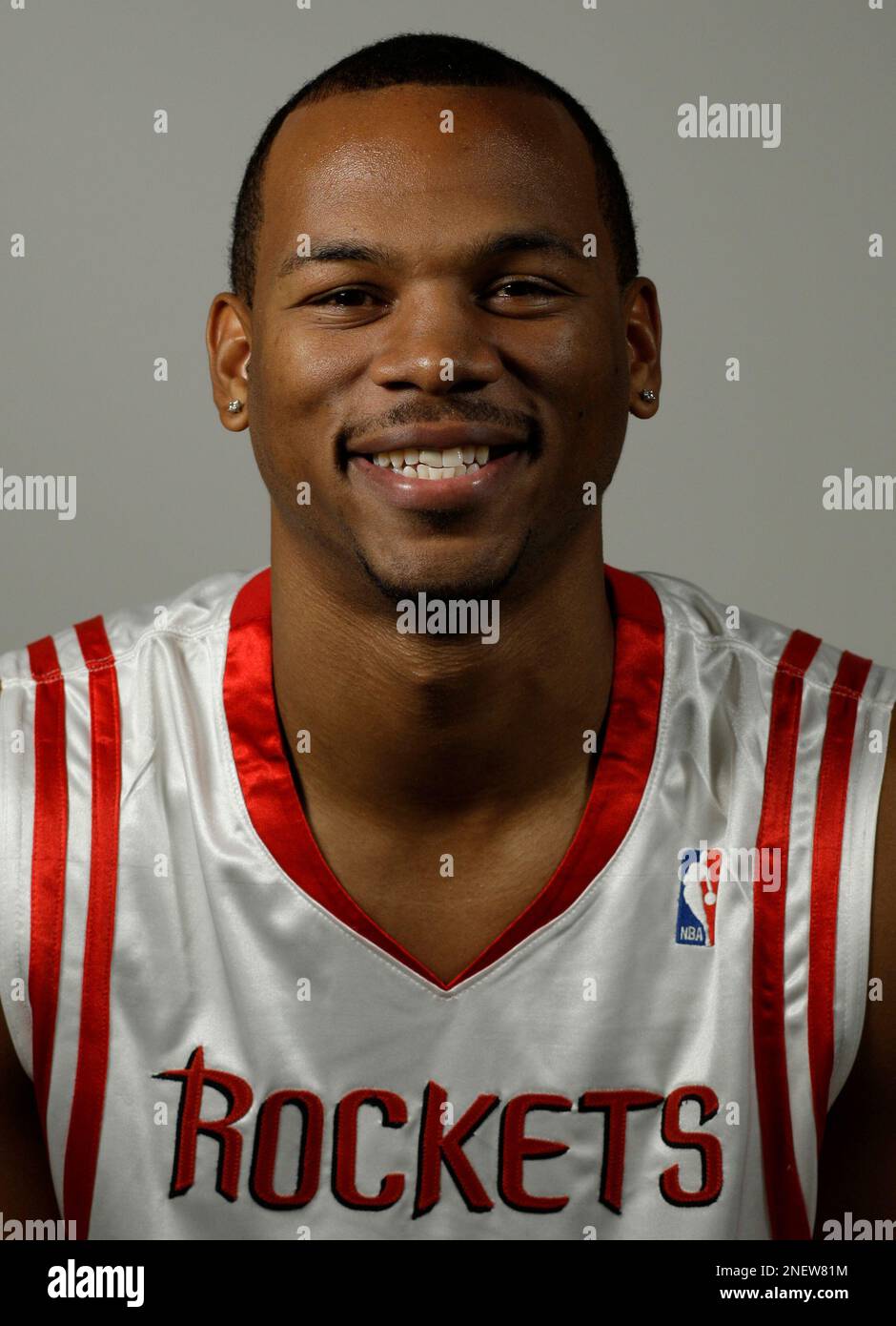 Houston Rockets' Chuck Hayes poses on NBA basketball media day Sept. 28