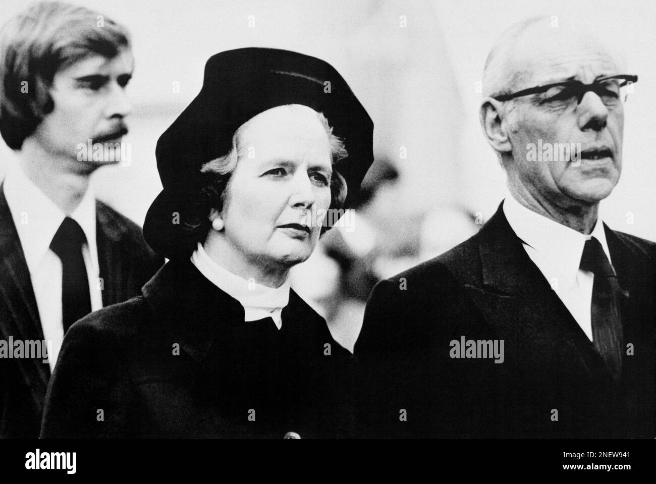 British opposition Margaret Thatcher attends the funeral Friday to