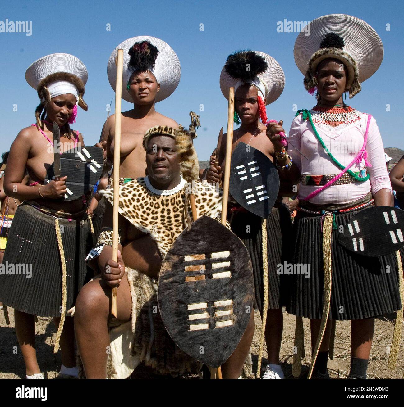 Isithembu ** EDS NOTE NUDITY ** Bridegroom Milton Mbhele, with his four brides ...