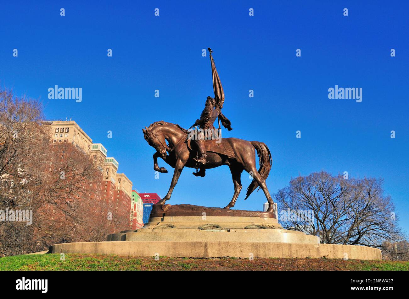 Chicago, Illinois, USA. The General John A. Logan statue in the southern section of Grant Park facing south Michigan Avenue. Stock Photo