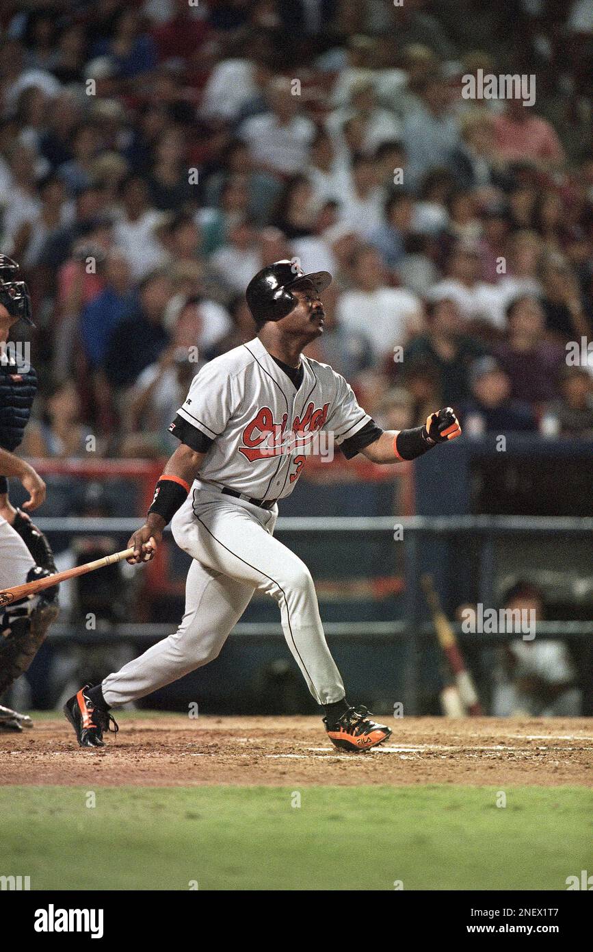 World Series, Baltimore Orioles Eddie Murray in action, at bat vs