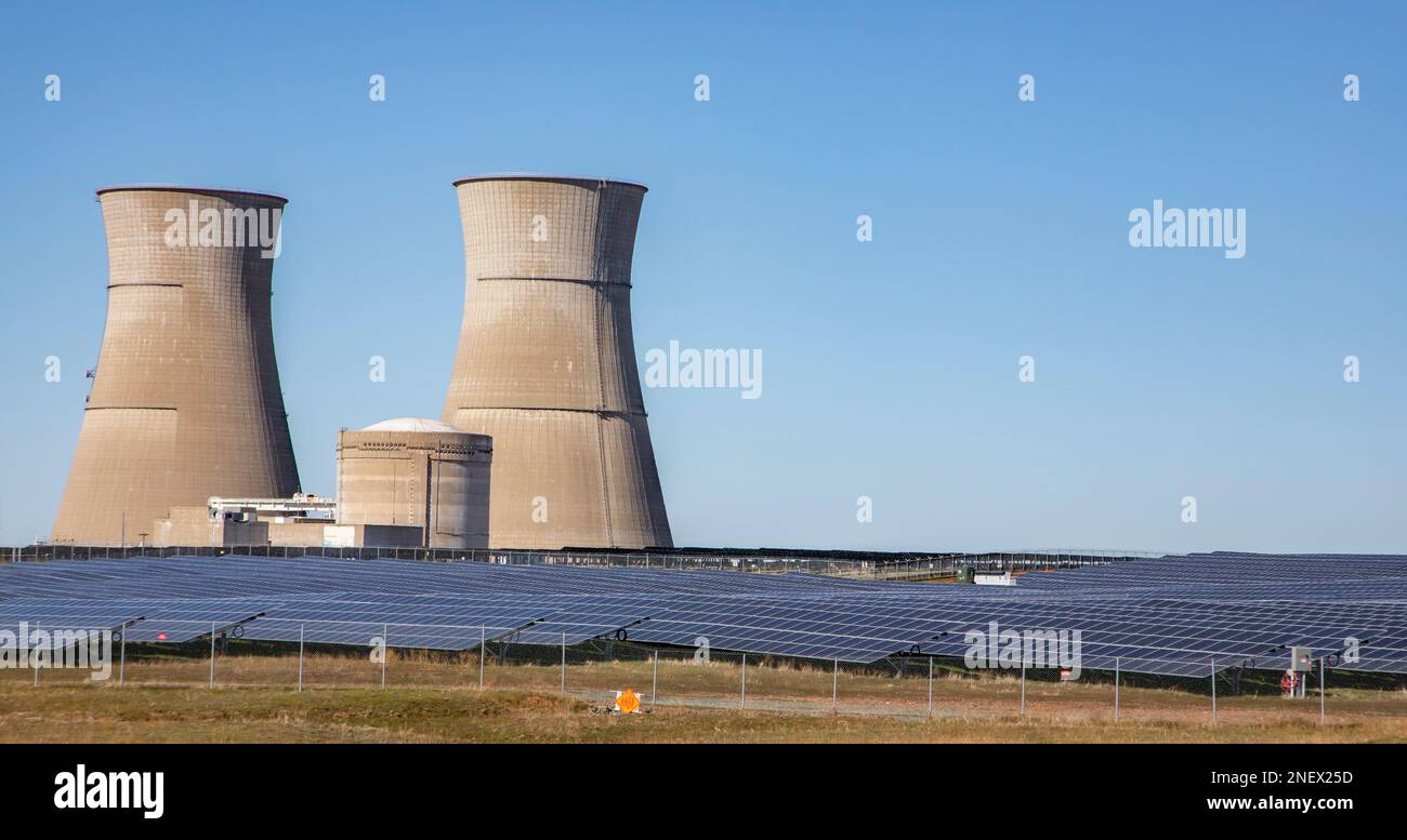 Rancho Seco is a decommissioned nuclear power plant outside of Sacramento and Stockton, California. It operated between April of 1974 to June of 1989. Stock Photo