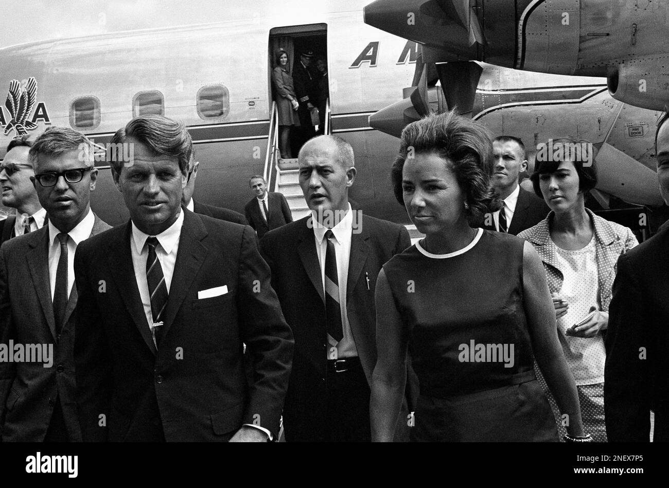 Sen. Robert F. Kennedy and his wife Ethel arrive in Buffalo, New York