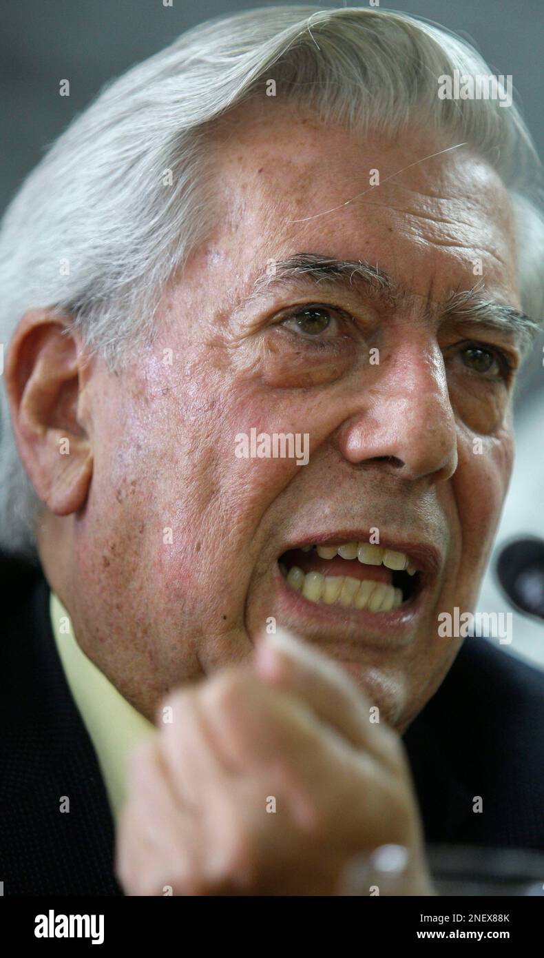 Peruvian Writer Peruvian writer Mario Vargas Llosa speaks during the presentation of ...