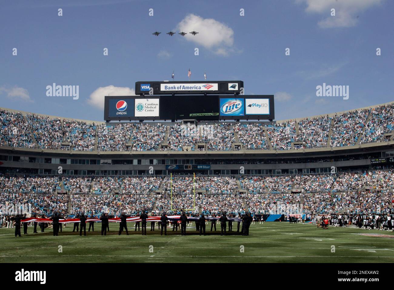Bank of American stadium is shown during an NFL football game in