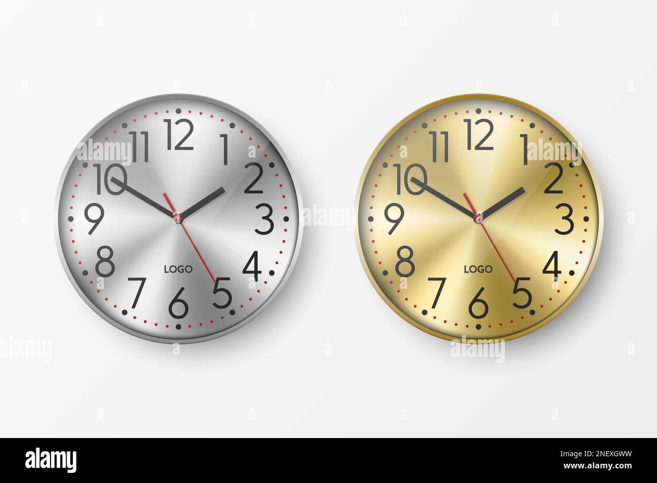 Vector 3d Realistic Simple Round Yellow Golden and Gray Silver Wall ...