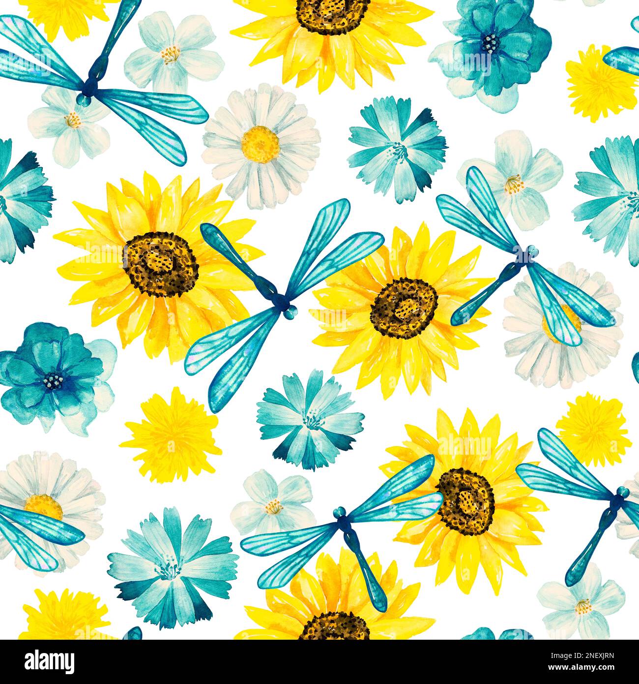 Floral seamless background. Pattern with beautiful watercolor flowers ...