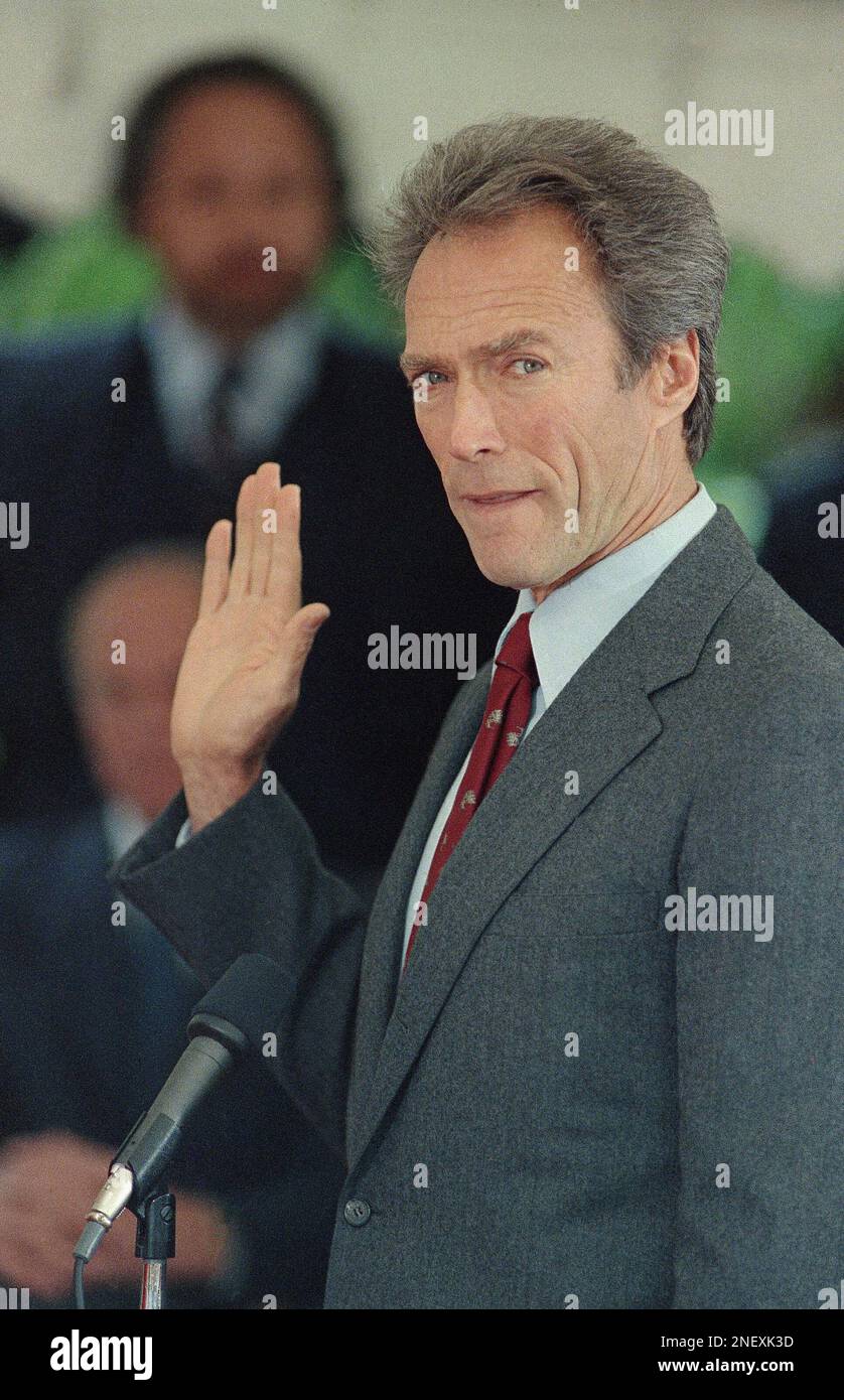 Actor Clint Eastwood takes the oath of office for mayor of CarmelByTheSea, Calif., Tuesday