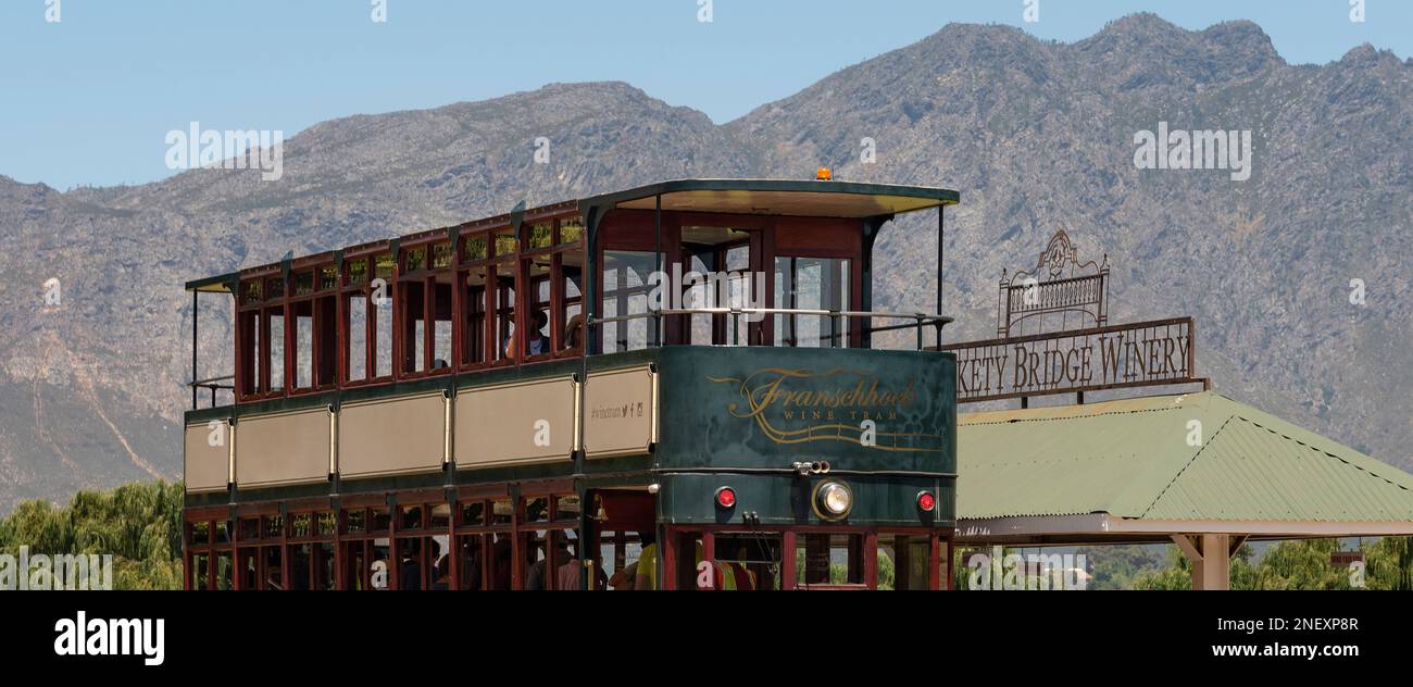 Franschhoek, Western Cape, South Africa. 2023. Wine tram with a