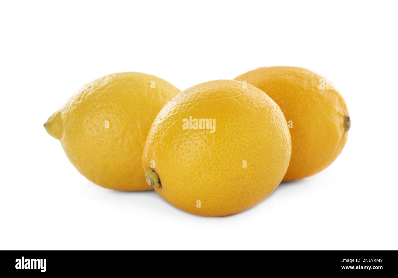 Whole fresh ripe lemons on white background Stock Photo - Alamy