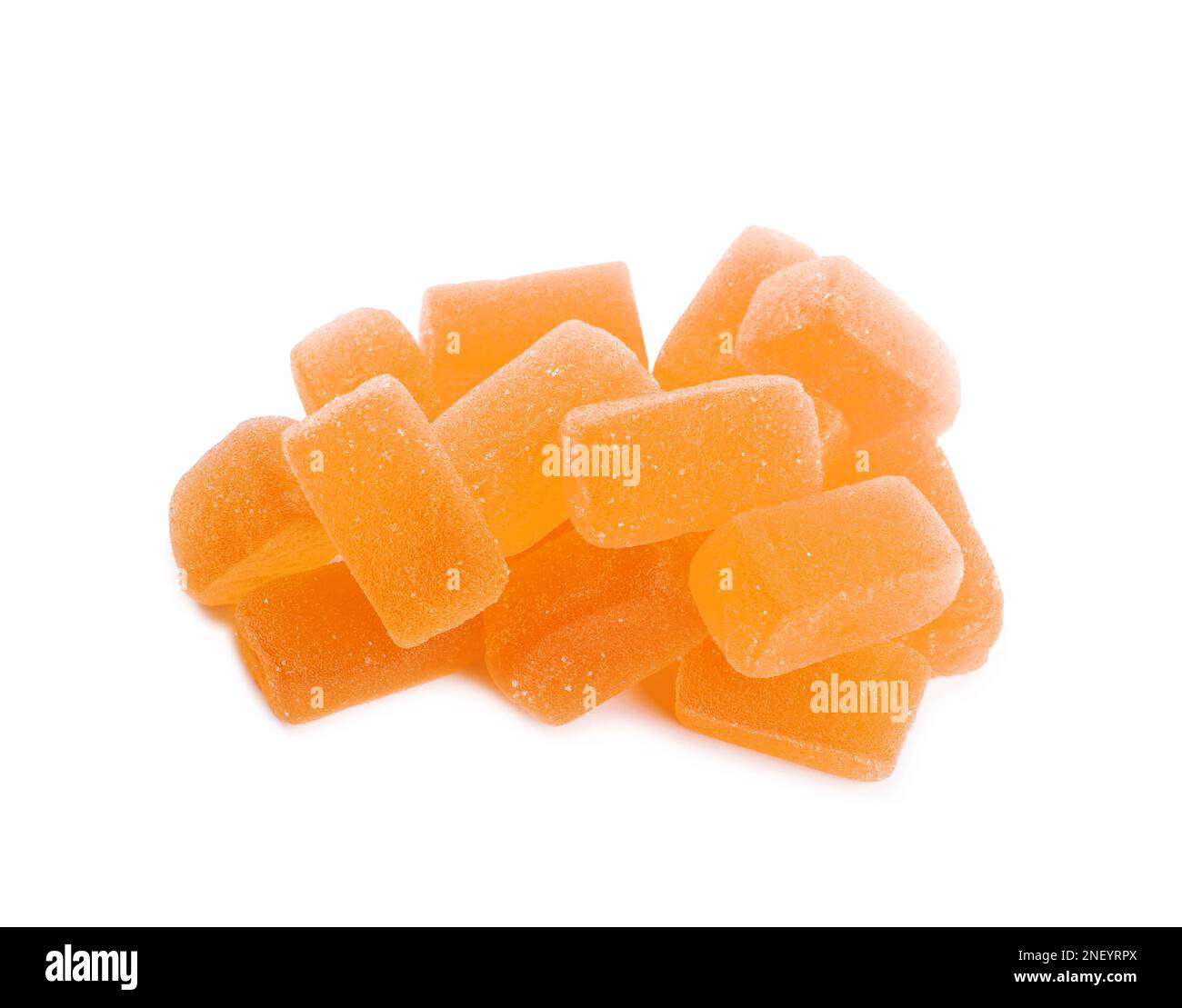 Tasty orange jelly candies on white background Stock Photo Alamy