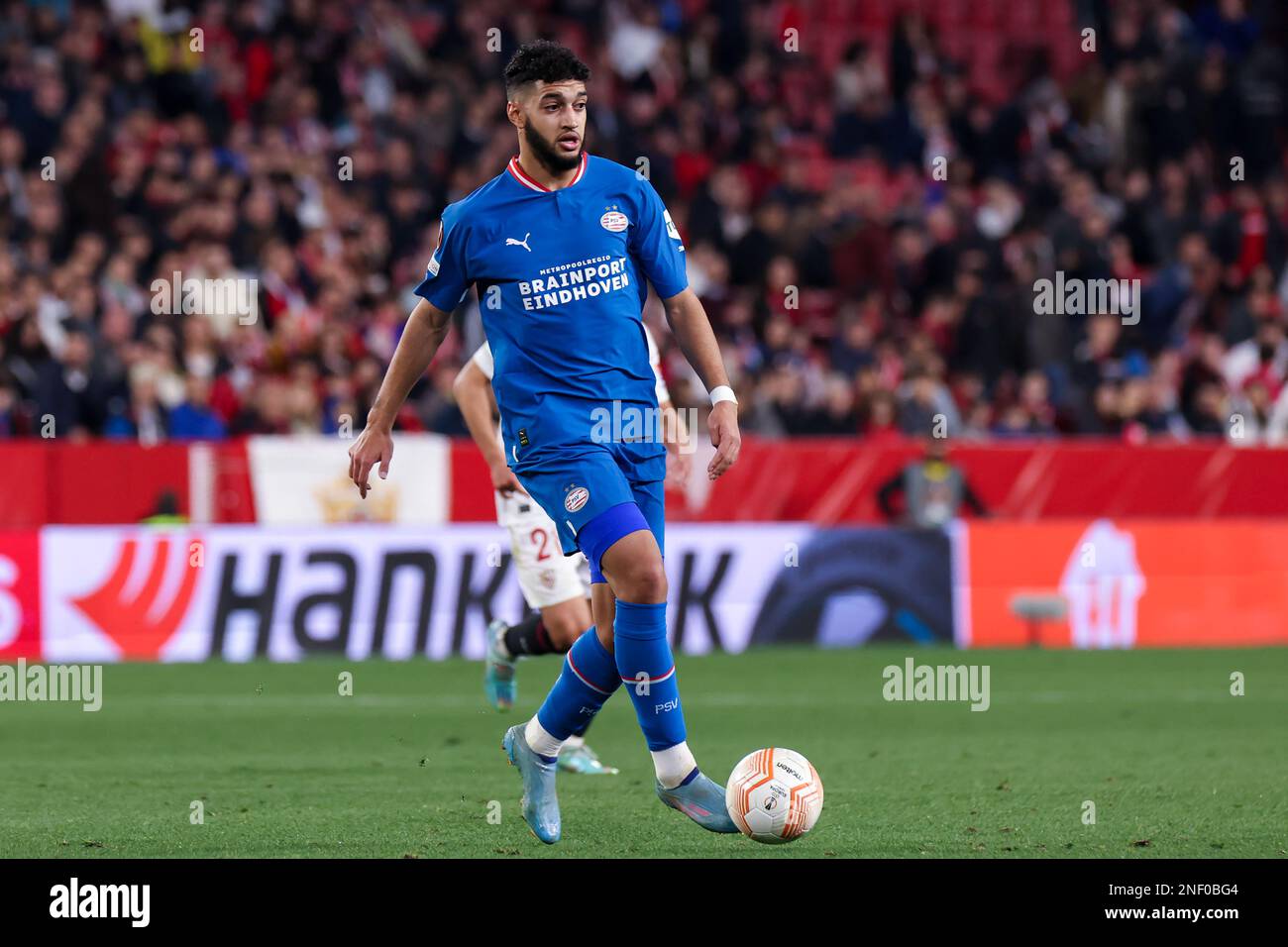 Seville, Seville, Spain. 16th Feb, 2023. Ismael Saibari of PSV Eindhoven in action during the UEFA Europa League knockout round play off leg one match between Sevilla FC and PSV Eindhoven at Estadio Ramon Sanchez Pizjuan on February 16, 2023 in Seville, Spain. (Credit Image: © Jose Luis Contreras/DAX via ZUMA Press Wire) EDITORIAL USAGE ONLY! Not for Commercial USAGE! Stock Photo