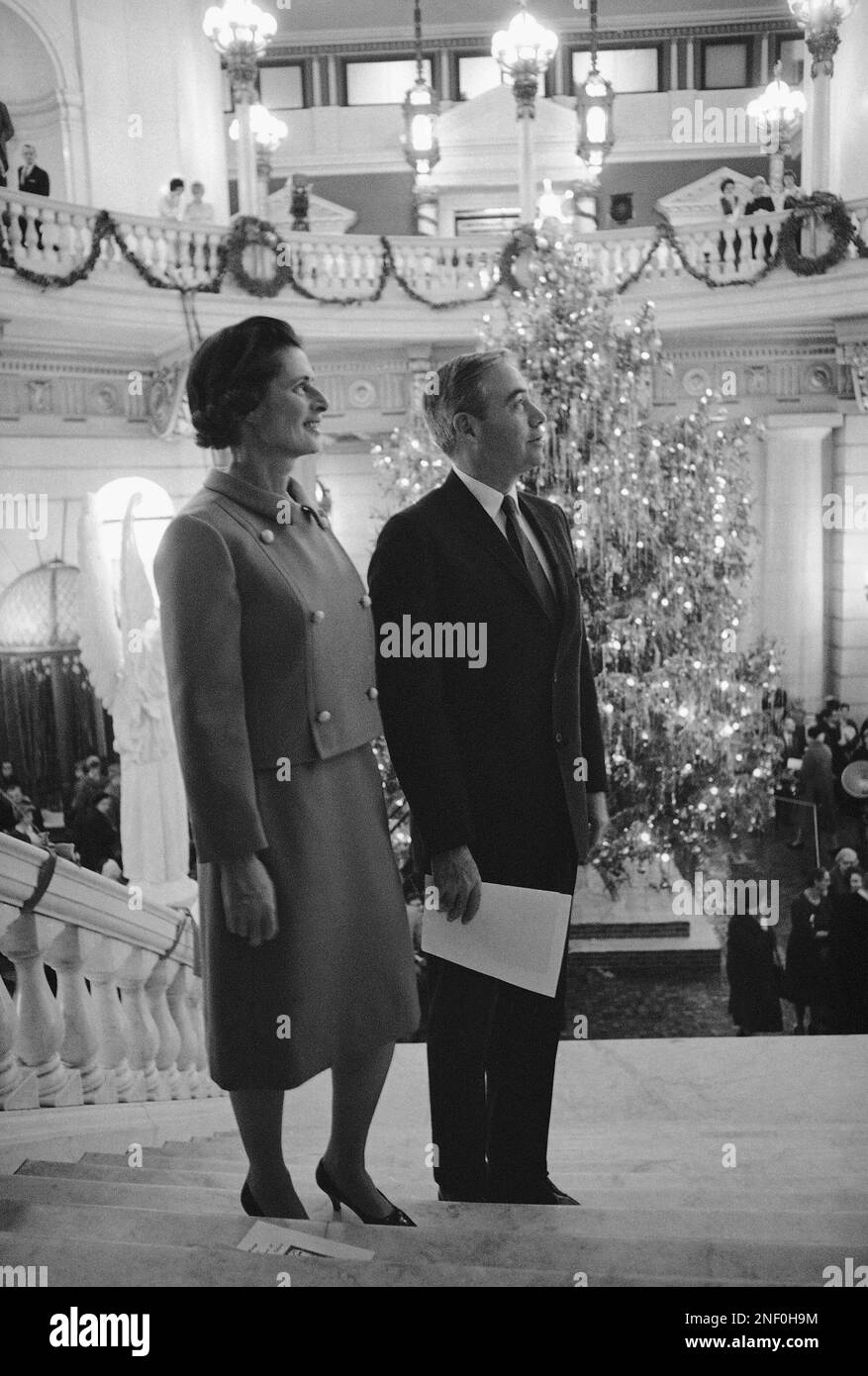 Pennsylvania Governor William W. Scranton and his wife, Mary, pose in