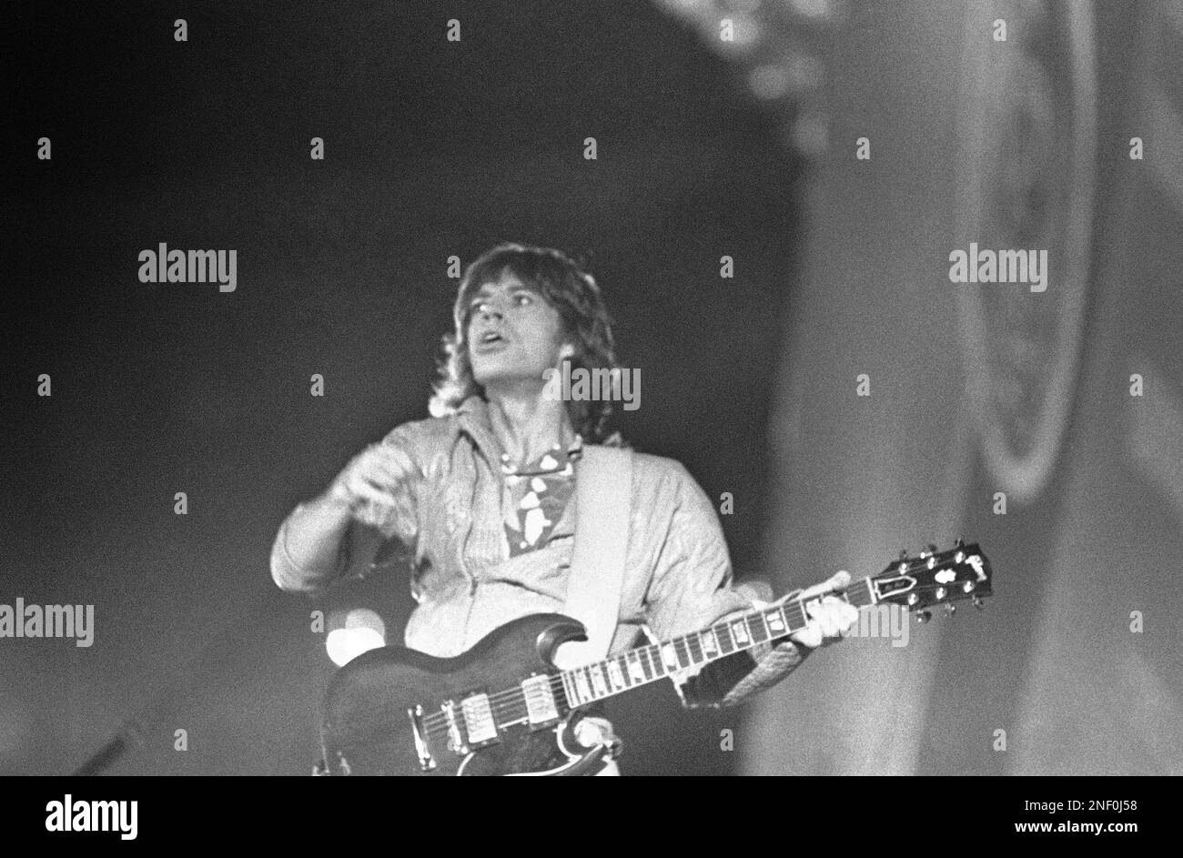 Rolling Stones lead singer Mick Jagger belts out a song during a