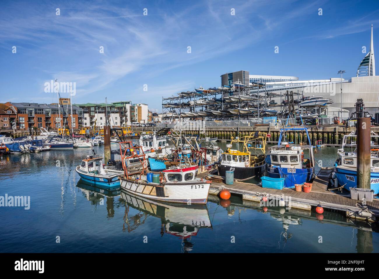 fishing trawlers at Camber Quay, Old Portsmouth, Hampshire, South East England Stock Photo