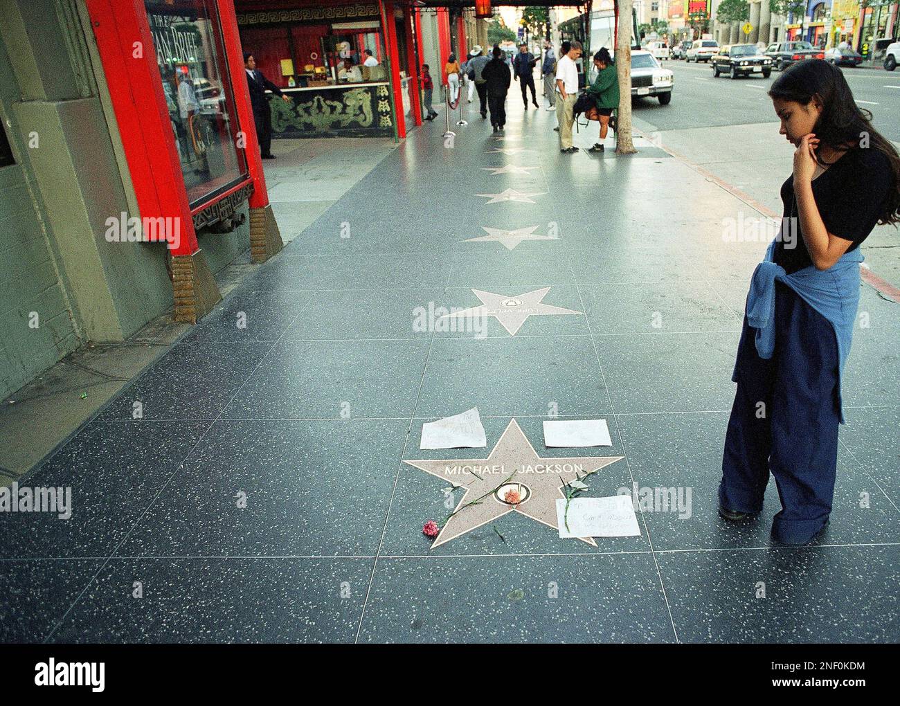Michael Jackson’s star on the Hollywood Boulevard Walk of Fame is shown ...